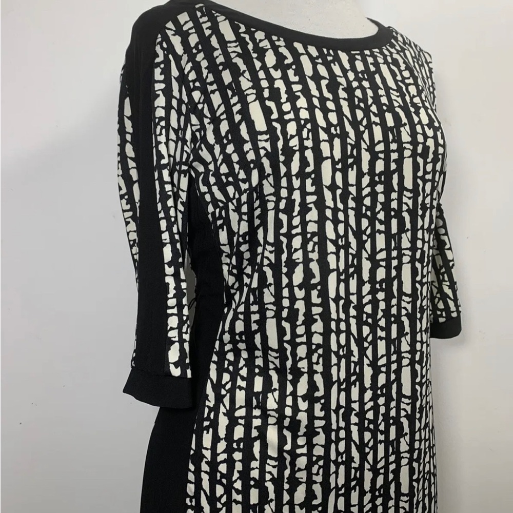 Emma & Michele Shift Dress Black & White Patterned 3/4 Sleeve US Med UK 12-14 - Picture 13 of 13